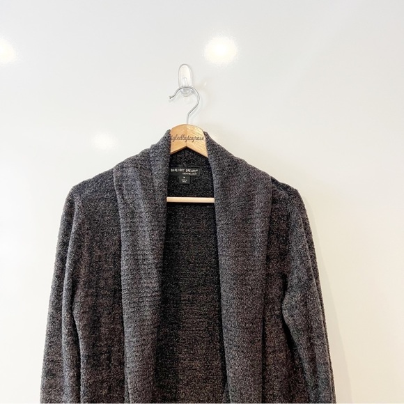 Barefoot Dreams CozyChic Lite Circle Cardigan Carbon Heathered Black - Picture 2 of 11